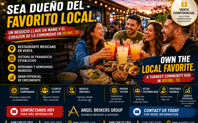 Mexican Restaurant for Sale – Franchise System – Operating | Restaurante Mexicano en Venta – Arlington